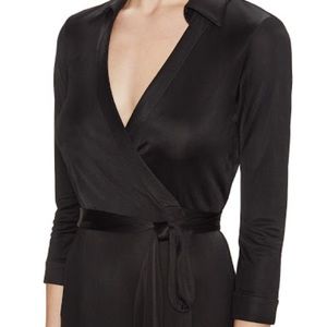 DVF ABIGAIL BLACK MIDI WRAP DRESS